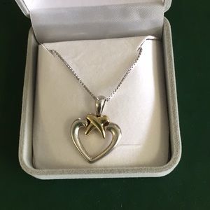 Designer Sterling Silver 14 Gold X Heart pendant